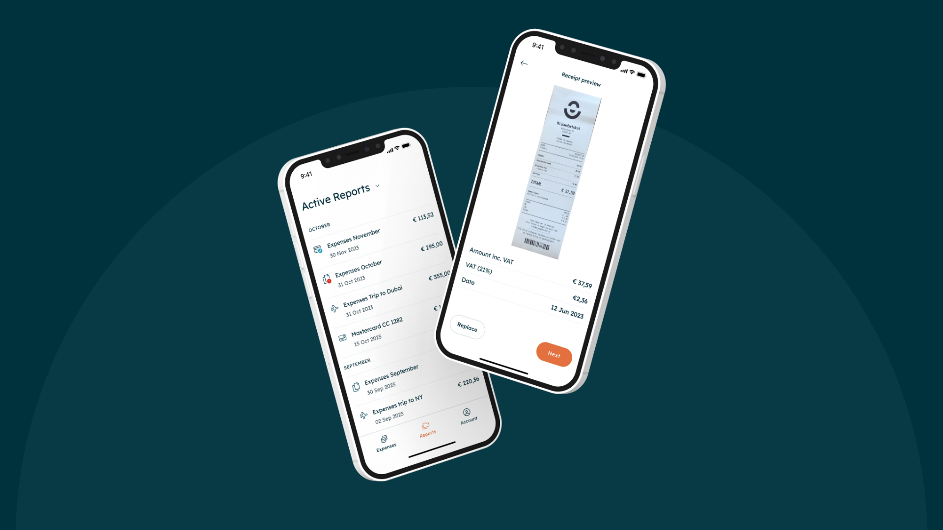Phone images of Expense app